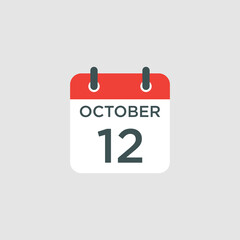 calendar - October 12 icon illustration isolated vector sign symbol