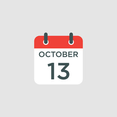 calendar - October 13 icon illustration isolated vector sign symbol
