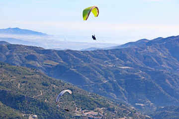 Paragliders in the Mountains of Andalucia in Spain