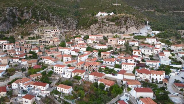 Village of Dhermi in Albania shot by drone