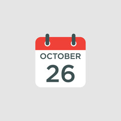 calendar - October 26 icon illustration isolated vector sign symbol