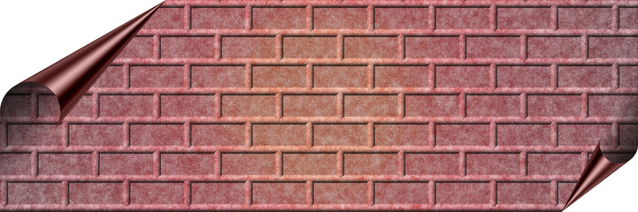 brick pattern color gradation background with page curl and PNG formats