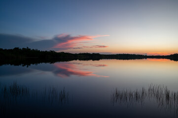 Fototapeta na wymiar Colorful sunrise over Nine Mile Pond in Everglades National Park, Florida.