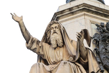Ezekiel the Seer Sculpture on the Column of the Immaculate Conception Close Up at Piazza Mignanelli...