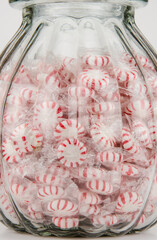 Close up of Peppermints in Jar