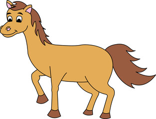 cute animal of horse on cartoon version,vector illustration