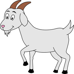 cute animal of goat on cartoon version,vector illustration