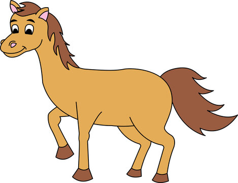 cute animal of horse on cartoon version,vector illustration