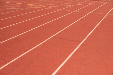 Fototapeta premium Low angle view of running lanes seen on track