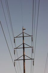 Fototapeta premium power lines against blue sky