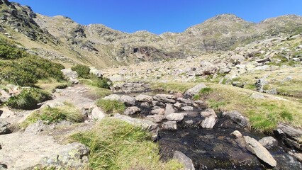 Fototapeta na wymiar View of the Tristaina Lakes in Andorra