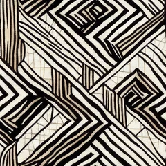 Fotobehang Boho seamless pattern with geometric angular patterns © Аrtranq