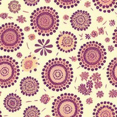 Indian boho design with floral-patterned circles