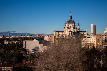 Fototapeta na wymiar Almudena's Cathedral in Madrid at 2020