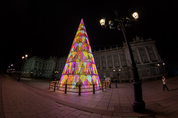 Night picture taken in Madrid during Christmas 2020. Madrid was decorated with thousands of light...