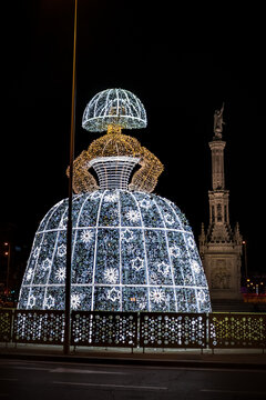 Typical Spanish Menina in Madrid during Christmas 2020