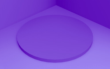 Abstract 3d purple violet color cylinder podium minimal studio background.