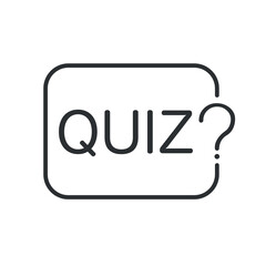 Quiz question inscription. Handwritten lettering in speech bubble.