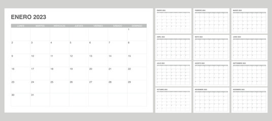simple set calendar 2023 on Spanish