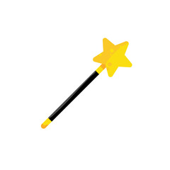 Magic wand with a golden star. Fairy tale symbol of illusion and fantasy. 