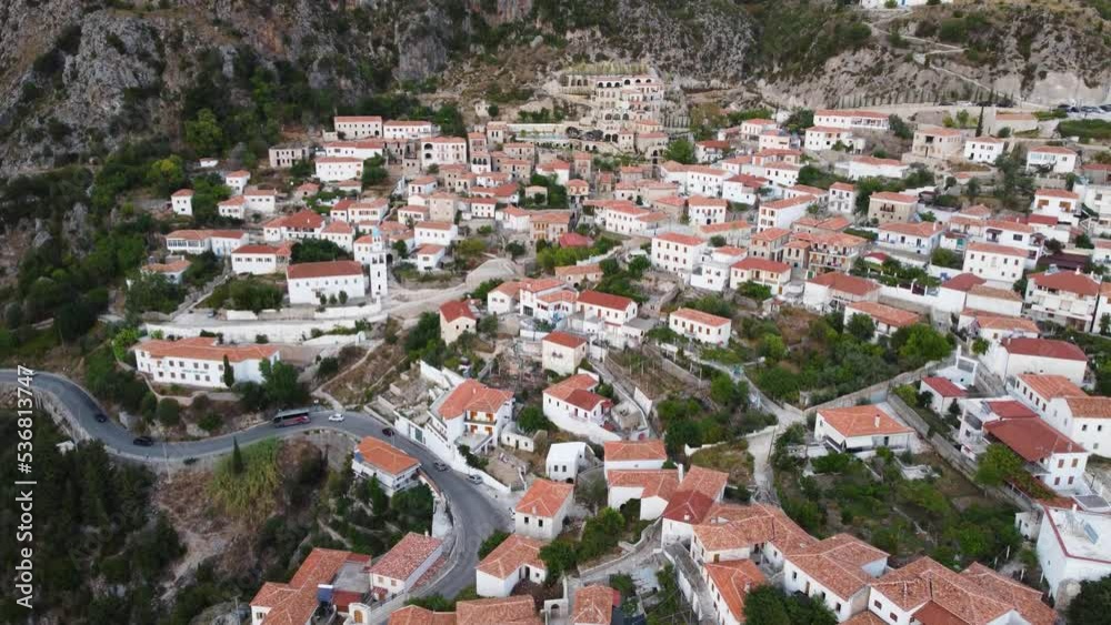 Wall mural Beautiful view of the old Dhermi town with traditional buildings in Albania