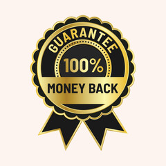 100% money back guarantee badge or label