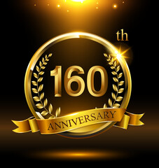 160th golden anniversary logo with ring and ribbon,wreath