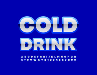 Vector creative logo Cold Drink. Glossy Font. Modern bright Alphabet Letters, and Numbers.