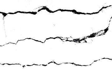 set of black cracks isolated on a white background