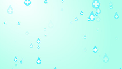 Medical health cross white on blue sanitizer drop pattern background. Abstract healthcare clean and Hygiene concept.