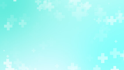 Abstract white blue green colors cross pattern healthcare background.