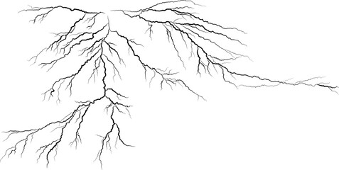 Lightning within the clouds Strokes of cloud to ground lightning strike, Lightning between clouds and ground sketch drawing, contour lines drawn