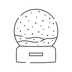 Christmas crystal snow globe icon with snowman. Magic glass ball for winter christmas holiday concept in simple linear style. Editable stroke. Doodle vector illustration.