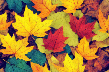 Autumn leaves wallpaper as seamless pattern texture - obrazy, fototapety, plakaty