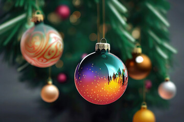 Fototapeta premium Abstract illustration of christmas tree ball bauble as xmas decoration