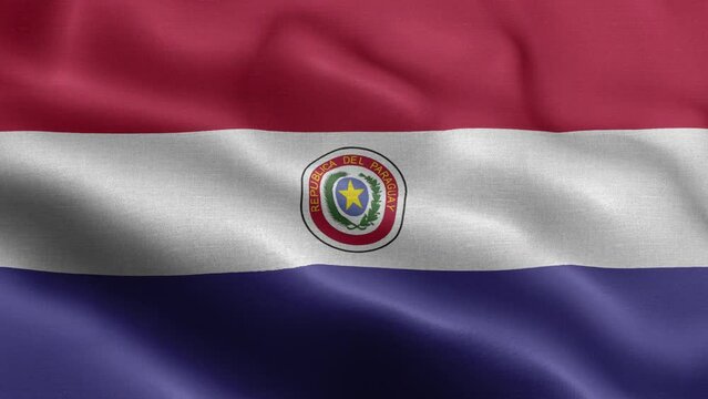 Flag Of Paraguay - Paraguay Flag High Detail - National flag Paraguay wave Pattern loopable Elements - Fabric texture and endless loop - Seamless loop - Highly Detailed Flag - The flag of fluttering