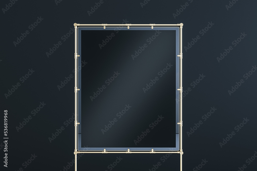 Poster advertising concept with blank black presentation whiteboard with place for your logo or text in lig