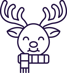 New year, Christmas, holiday concept. Vector line icon of Christmas deer in modern flat style. Editable stroke for adverts, web sites, stores, shops, apps, articles