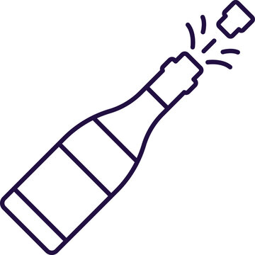 recommend clip art: New year, Christmas, holiday concept. Vector line icon of champagne in modern flat style. Editable stroke for adverts, web sites, stores, shops, apps, articles