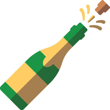 New year, Christmas, holiday concept. Vector flat illustration of champagne for web sites, apps, adverts, books, shops, stores