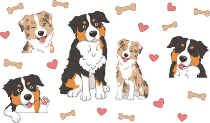 Obraz premium Aussie sticker pack set of icons cartoon portraits