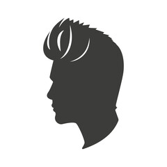 Silhouette of a man with a hairstyle in profile