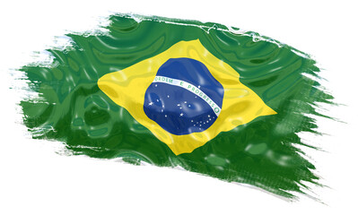 Fototapeta na wymiar 3D ILLUSTRATION OF THE FLAG OF BRAZIL ISOLATED ON TRANSPARENT BACKGROUND