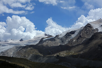 Adlerhorn glacier in Swiss Alps near Zermatt, Switzerland