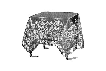 Table with tablecloth - Vintage Illustration