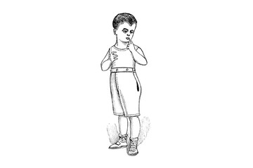 Boy with tank top and shorts – Vintage Illustration