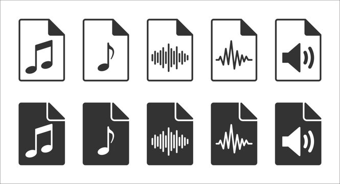 Audio file icon set. Sound file icon. Vector illustration.