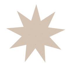 Grey star shape with gritty texture. Geometry shape in boho color,noise, grunge, destressed, grain. Dirt, cement,concrete. Wall Art Illustration Mid-century Modern Geometric 