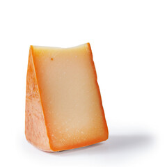 gruyere hard cheese on a white background