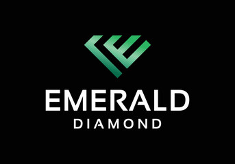 Diamond gems initial letter E for Emerald logo design